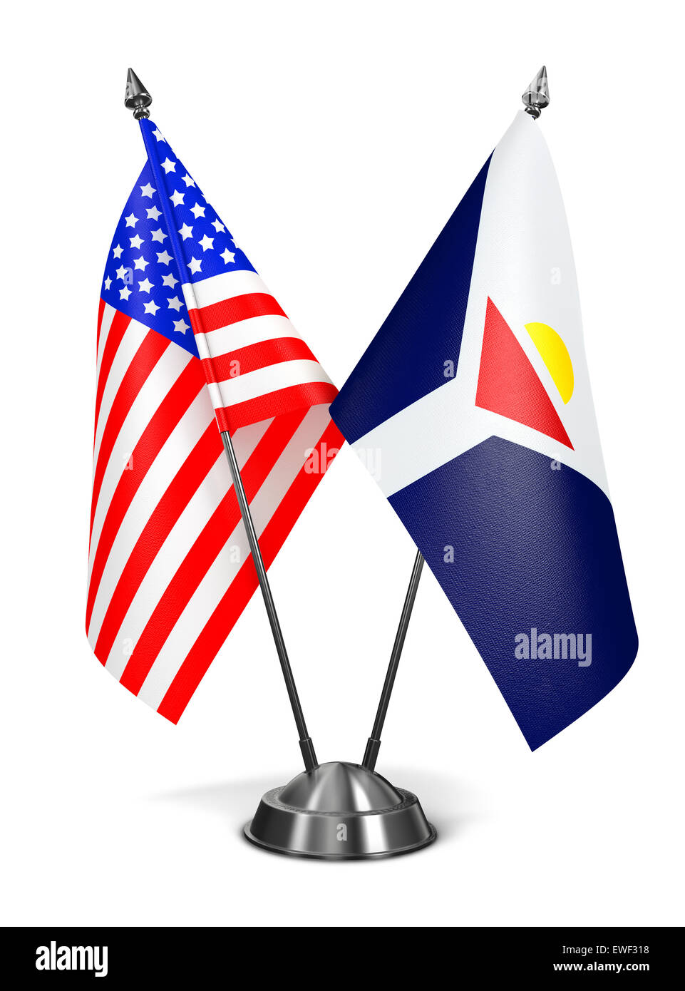 USA und Saint-Martin - Miniatur-Flags. Stockfoto