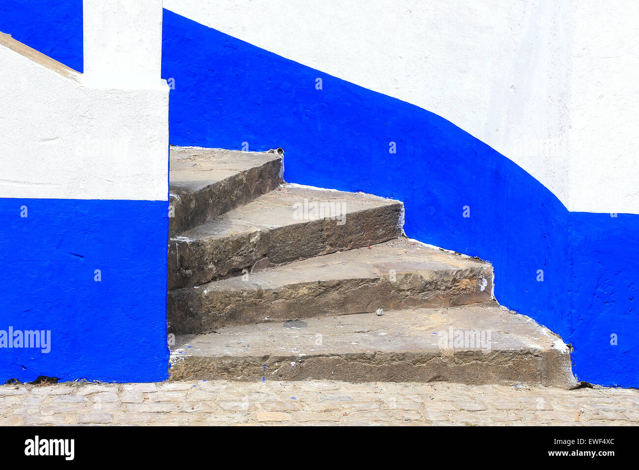 Schritte in der Stadt Obidos, Portugal Stockfoto