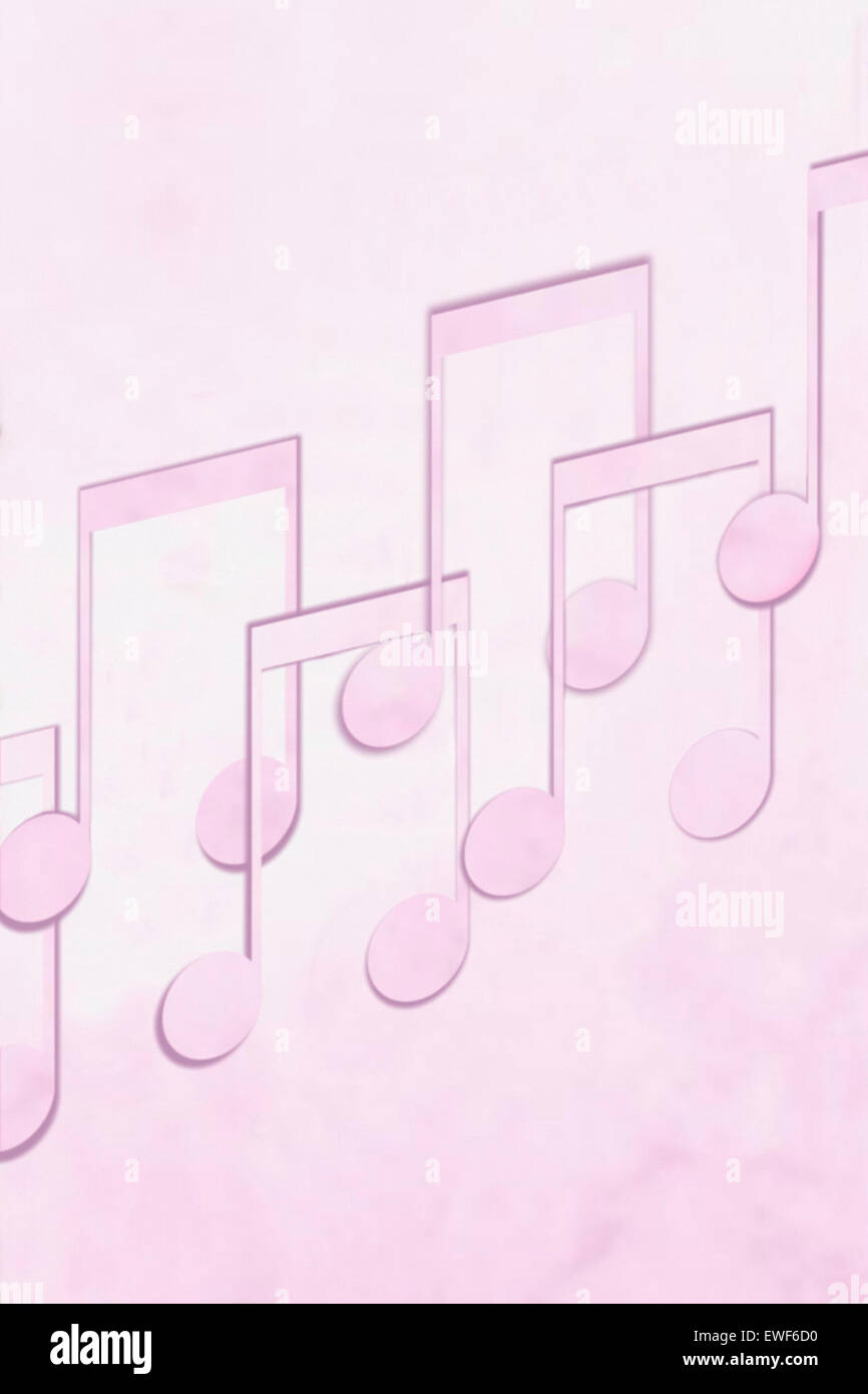 Musik-Noten auf rosa Hintergrund Stockfoto