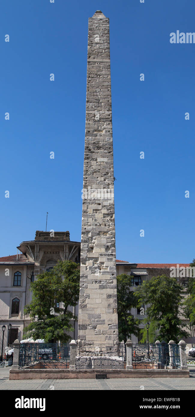 Ummauerten Obelisk in das Hippodrom von Konstantinopel, Istanbul, Türkei. Stockfoto
