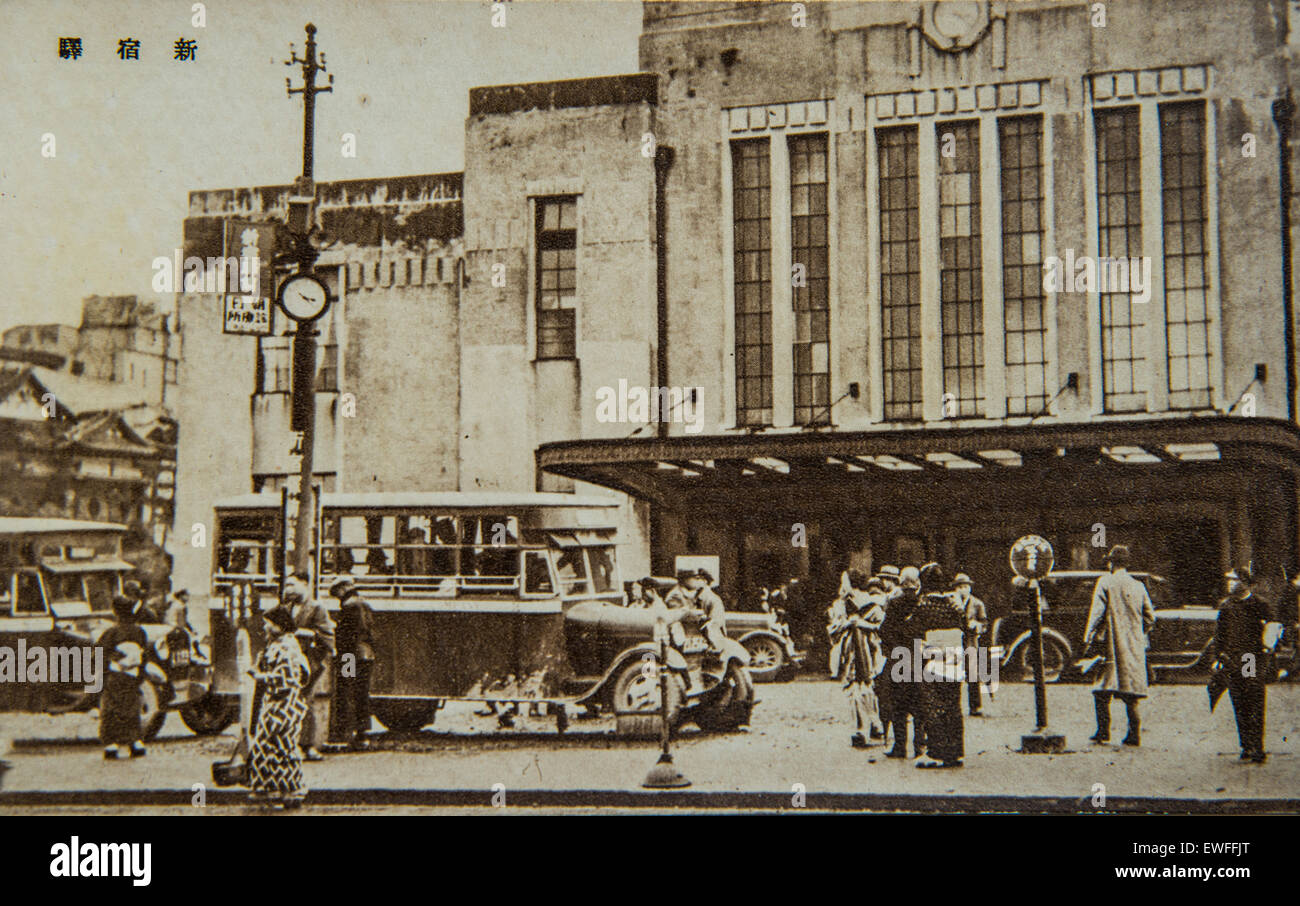 Bahnhof Shinjuku, Tokio, Japan. Von Taisho bis frühen Showa Periode (vor dem 2. Weltkrieg). Stockfoto