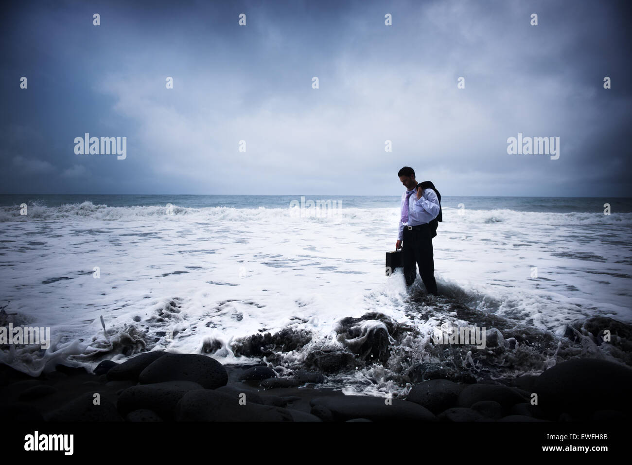 Geschäftsmann Gefühl in blau. Stockfoto