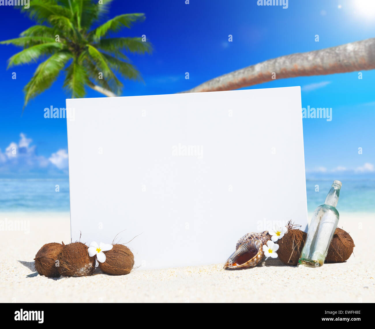 Paradies-Strand mit textfreiraum anzeigen Stockfoto