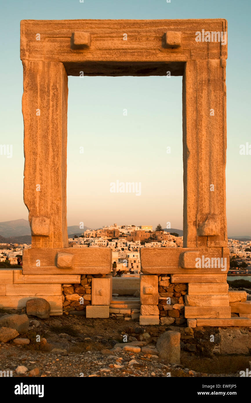 Griechenland, Kreta, Naxos, portara von Naxos-Stadt, Naxos auf der Halbinsel Sto Palati Stockfoto
