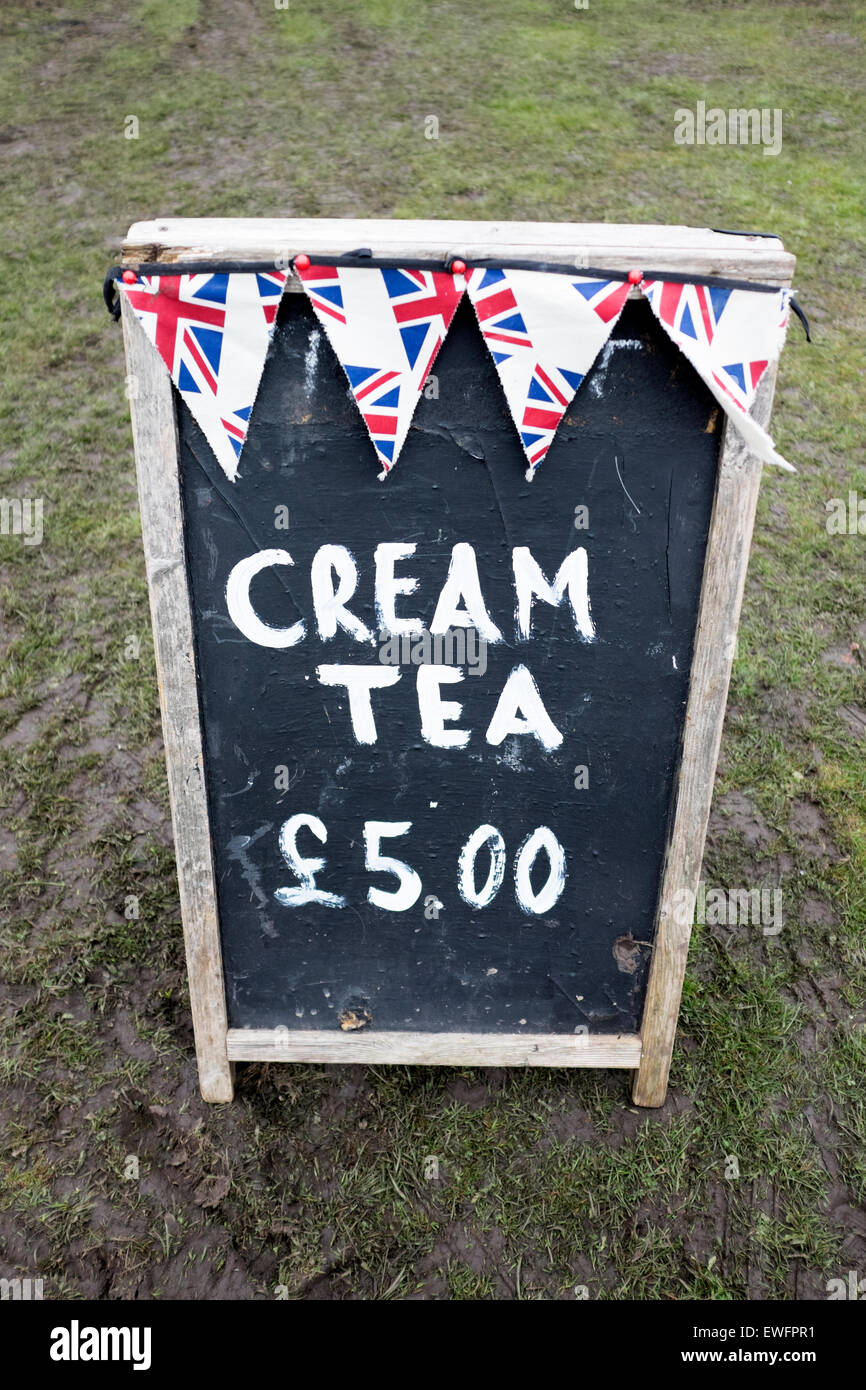 Cream Tea £5 Zeichen englischen Cornwall Cornwall Stockfoto