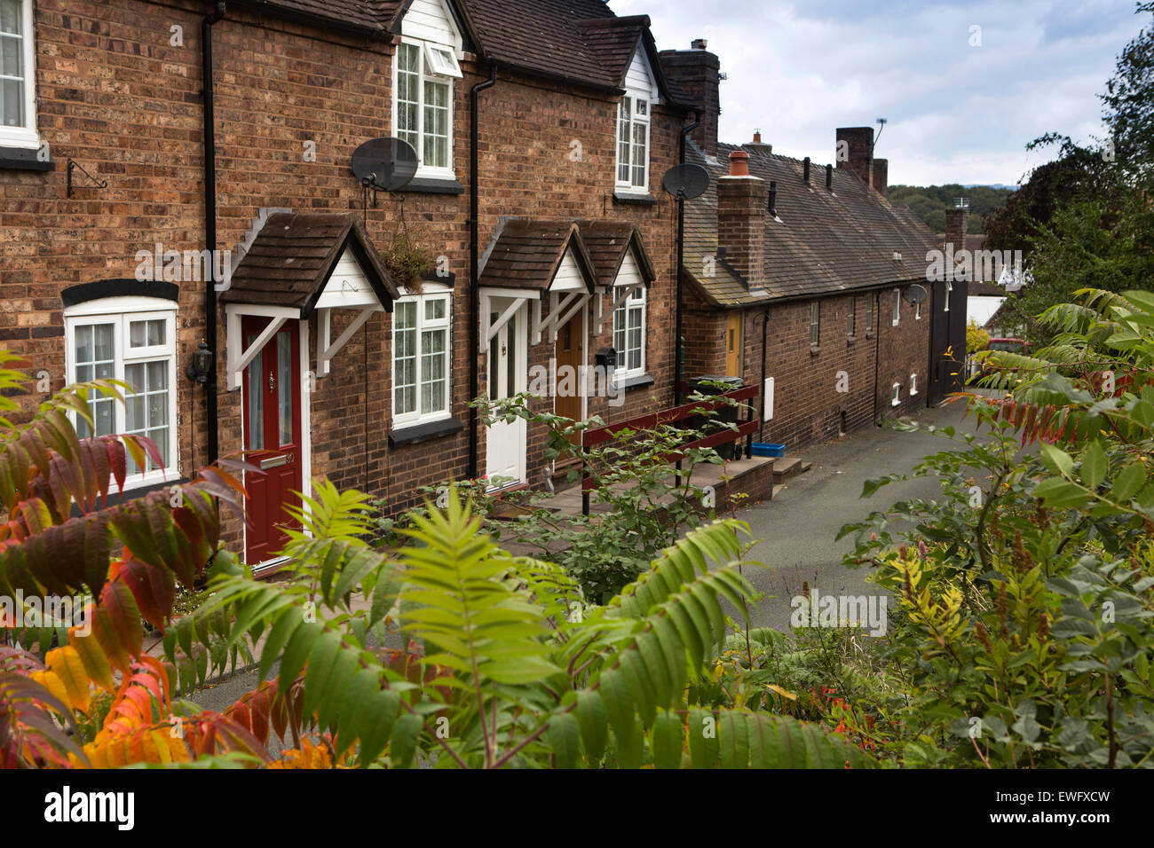Großbritannien, England, Shropshire, Wenlocker, The Jitties, Quarry Road, ehemaliger Hausbesetzer Ferienhäuser Stockfoto