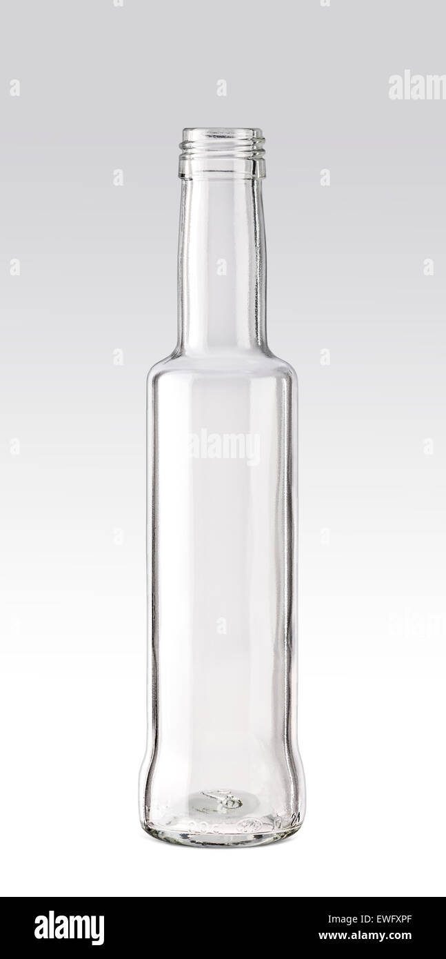 Klar Glasflasche auf Hintergrund isoliert Stockfoto