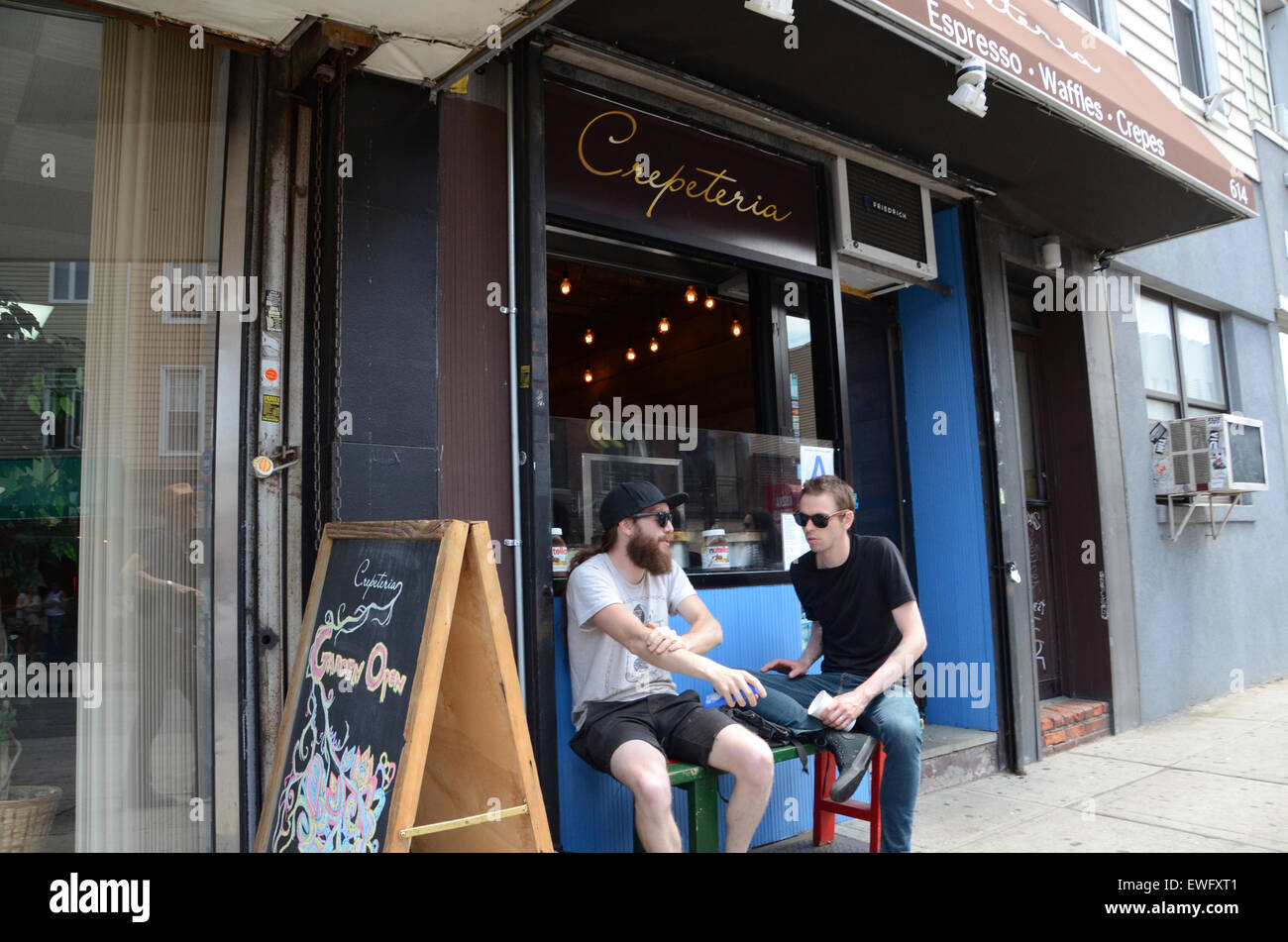 Hipster-Brooklyn-New York-Usa Kaffee Fahrräder bars Stockfoto