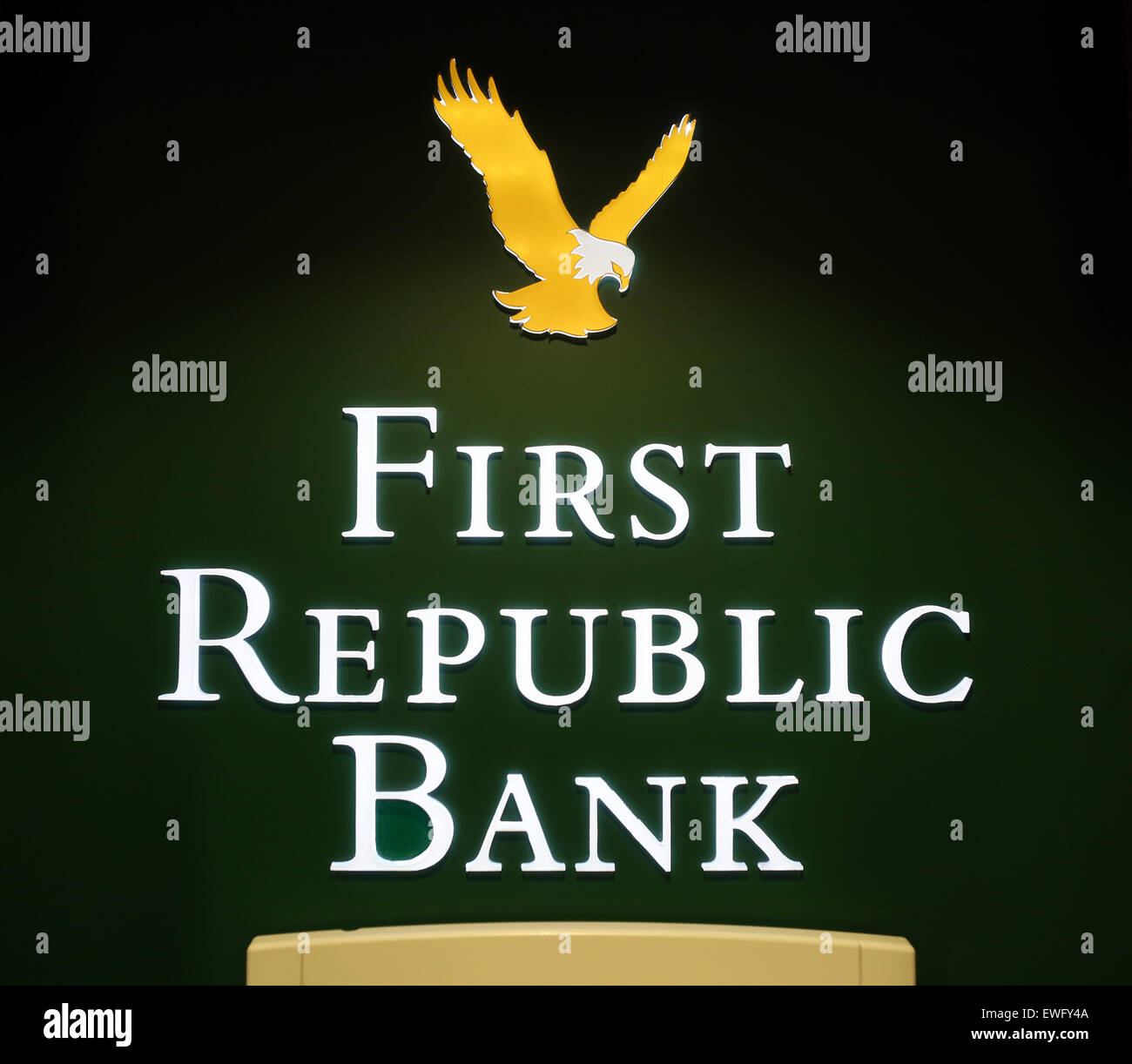 New York, USA, Logo der ersten Republik Bank Stockfoto