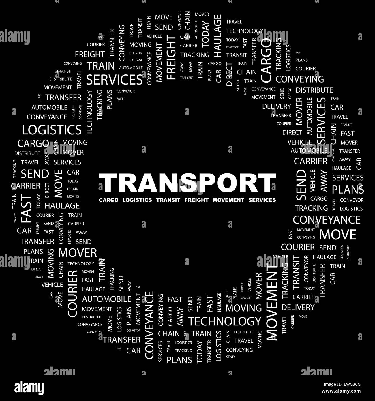 ZU TRANSPORTIEREN. Konzept-Darstellung. Grafik-Tag-Sammlung. WordCloud Collage. Stock Vektor