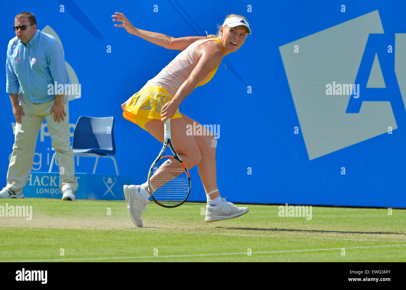 Caroline Wozniacki (Dänemark) spielen in Eastbourne, 2015. Aegon International-Tennis-Turnier. Stockfoto