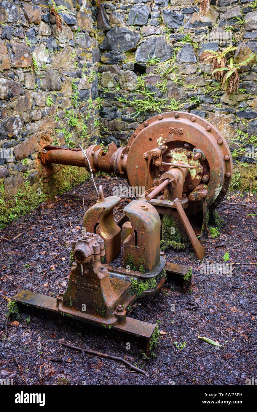 Überreste von alten hydro Electric power Turbine, Aros Park in der Nähe von Tobermory, Isle of Mull, Hebriden, Argyll and Bute, Scotland Stockfoto