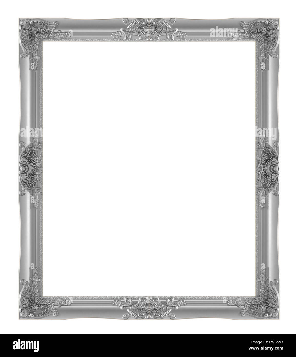 schwarzer Bilderrahmen isoliert auf weißem Hintergrund. Stockfoto