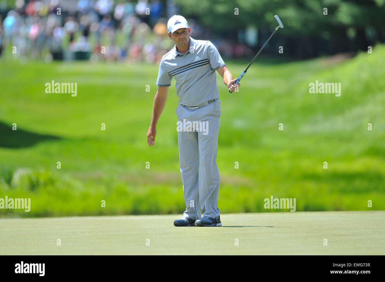 Cromwell, Connecticut, USA. 25. Juni 2015. Sergio Garcia in Aktion während der Reisende Golfmeisterschaft TPC River Highlands, Cromwell, Connecticut. Gregory Vasil/Cal Sport Media/Alamy Live-Nachrichten Stockfoto