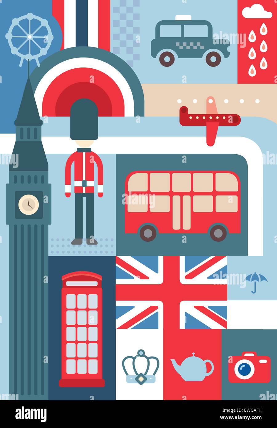 Illustrative Collage Stadtleben in London vertreten Stockfoto