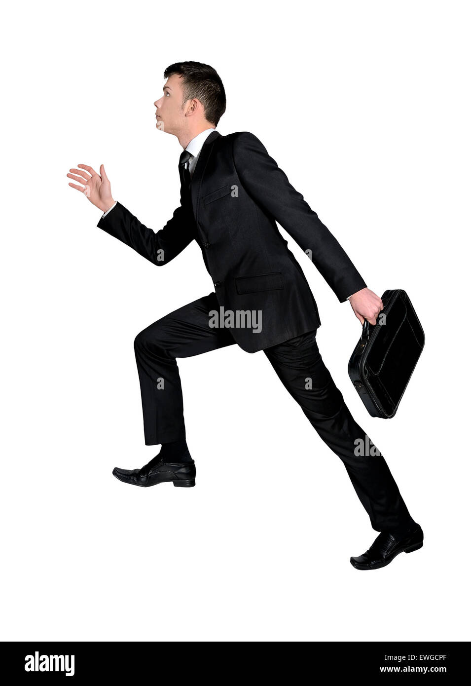 Isolierte Jungunternehmen Mann läuft Stockfoto