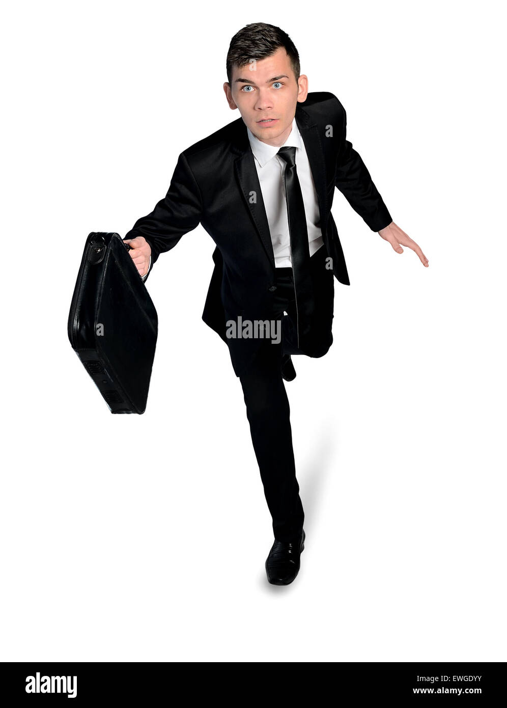 Isolierte Geschäftsmann weglaufen Stockfoto