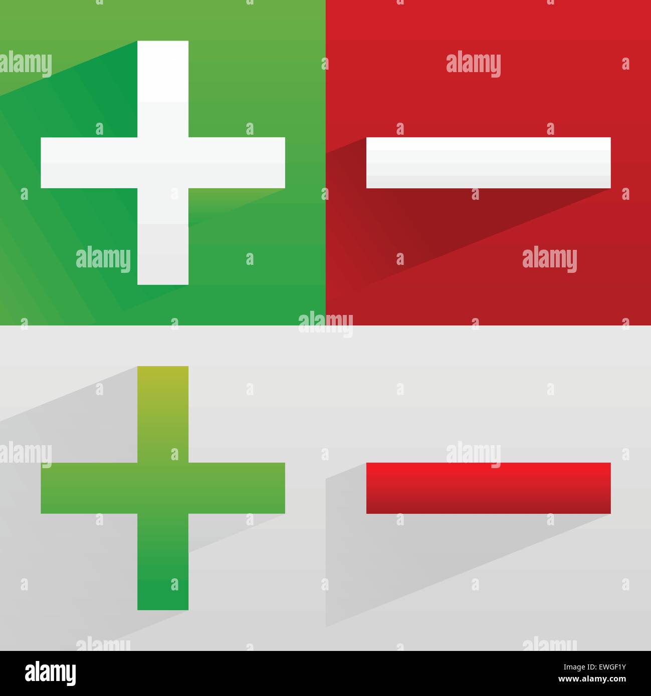 Plus- und minus-Zeichen, Symbole, Vektor-Eps 10 Stock-Vektorgrafik - Alamy