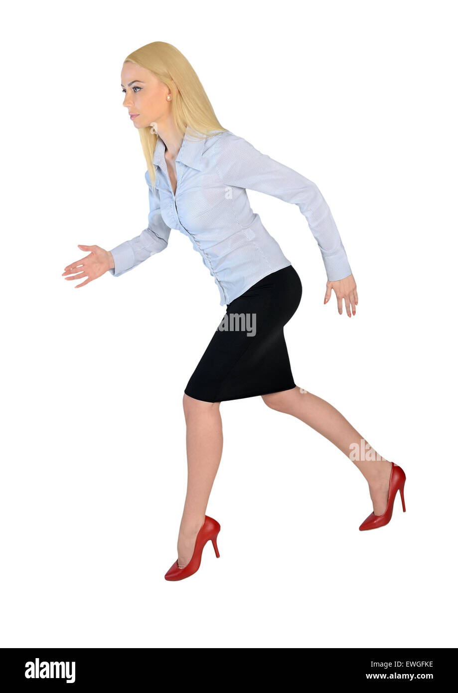 Isolierte Geschäftsfrau Ausführung Stockfoto