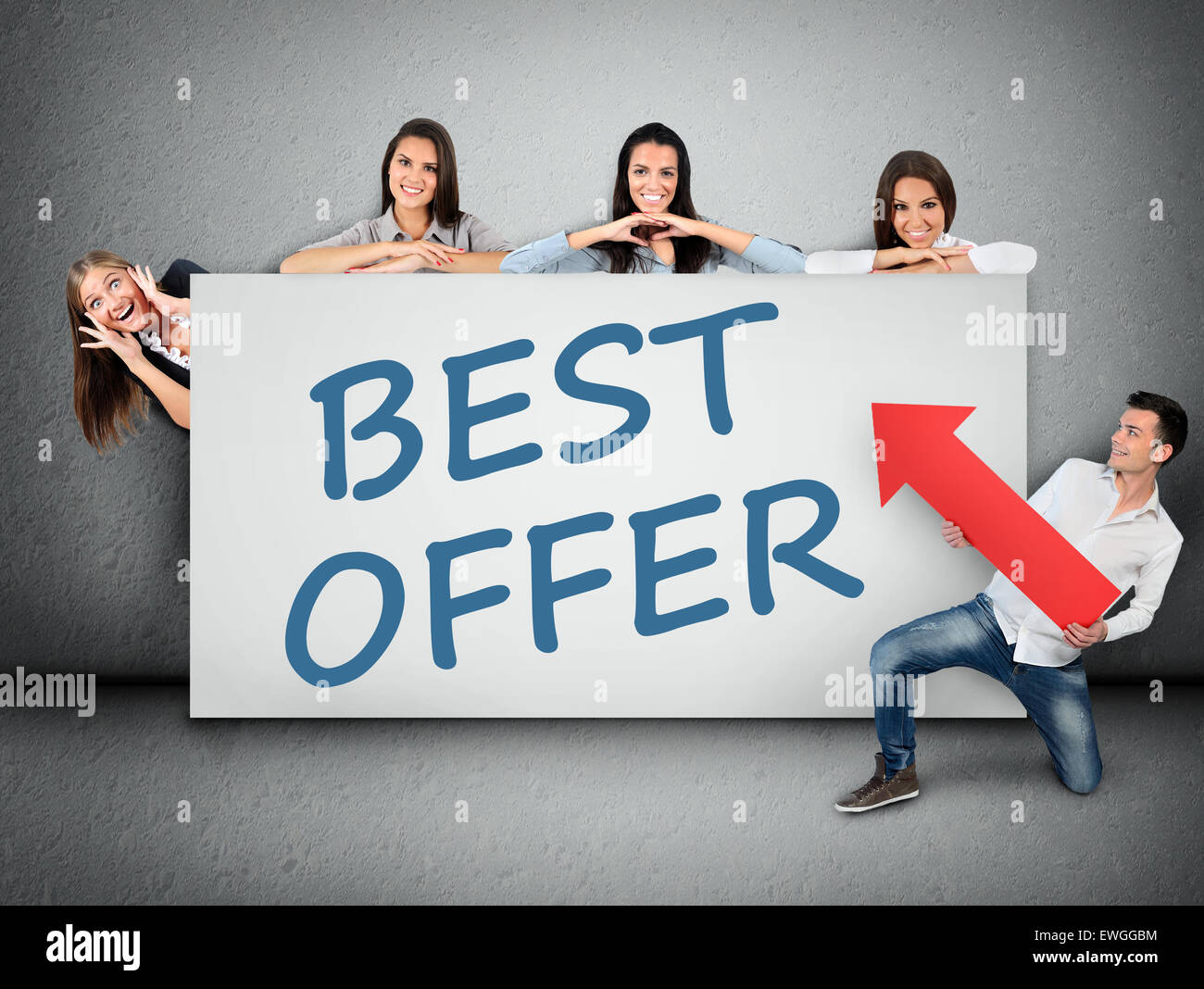 Bieten beste Wort Schrift auf weißen banner Stockfoto