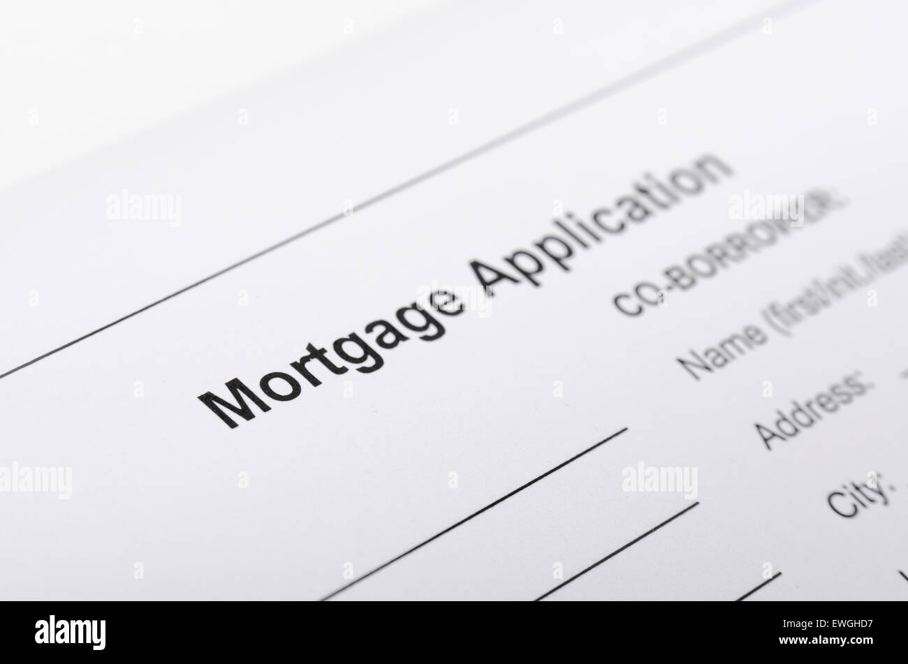 Füllen Sie Hypothekenantrag hautnah Stockfoto