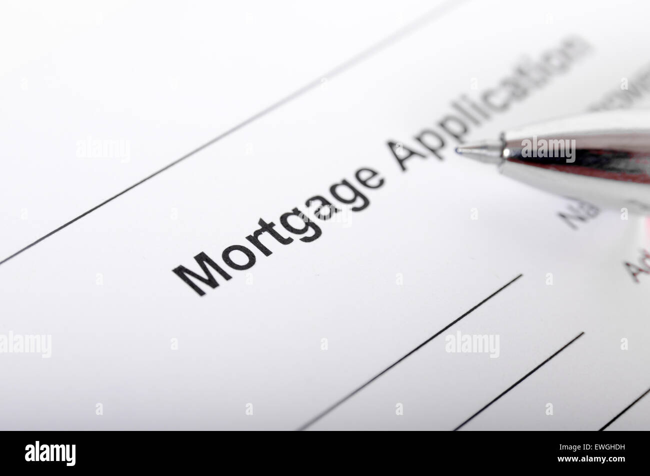 Füllen Sie Hypothekenantrag hautnah Stockfoto