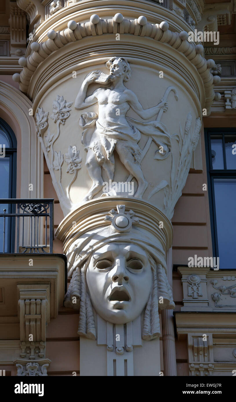 Alberta Street Art Nouveau Architektur in der lettischen Hauptstadt Riga Stockfoto