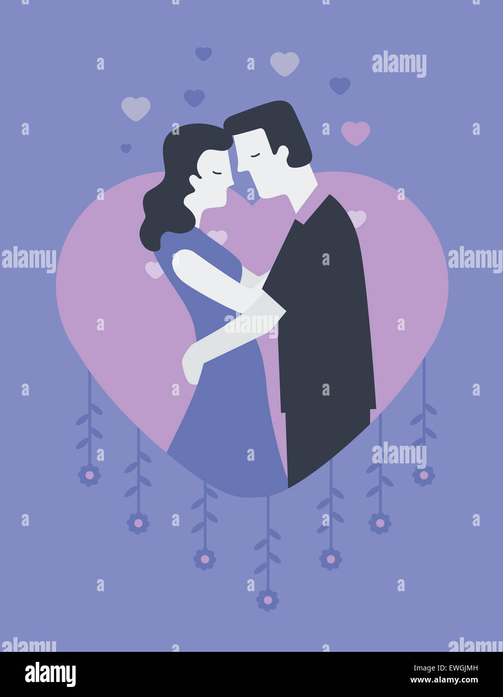Paar romancing in Herzform Stockfoto