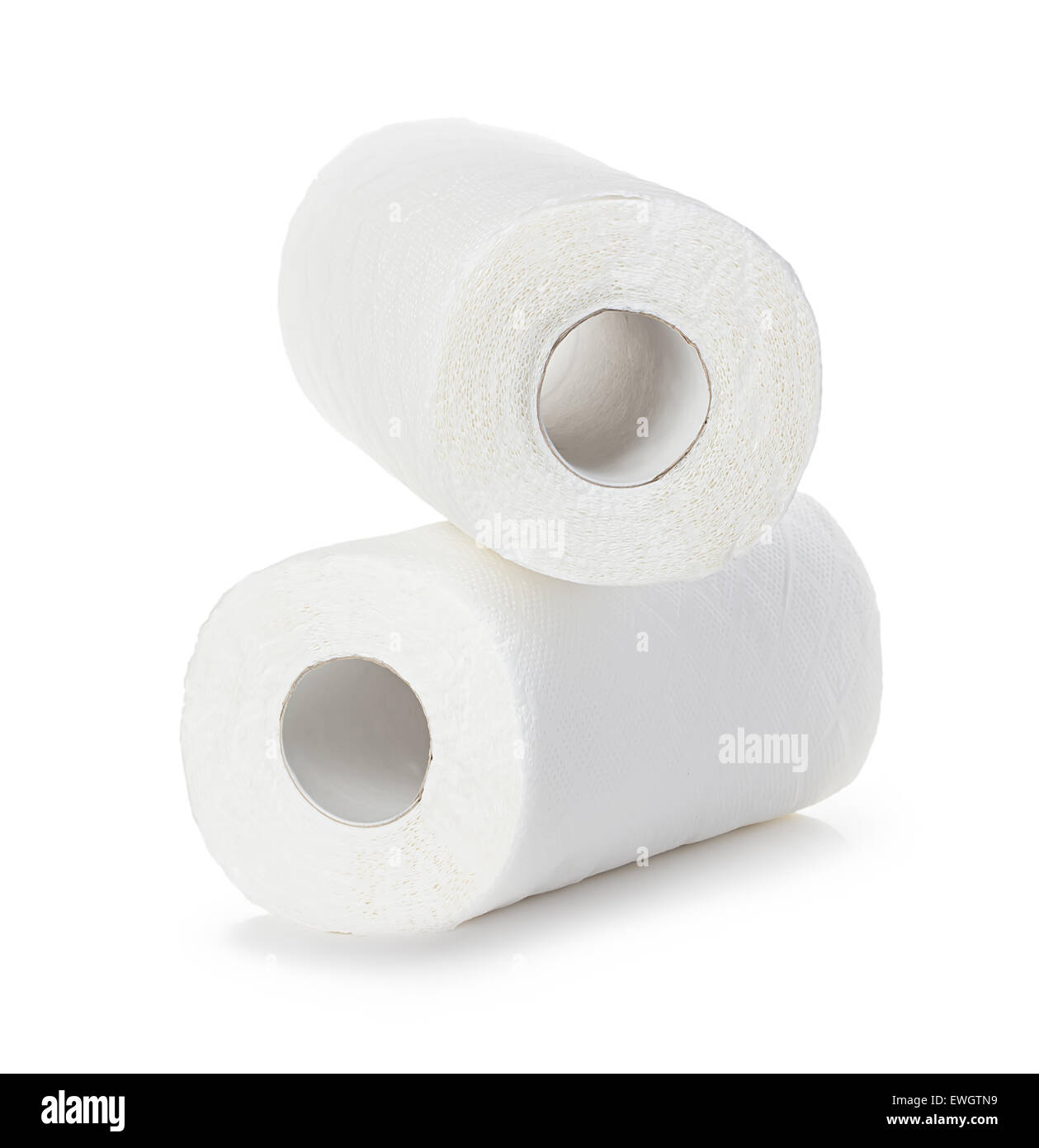 Roll Küchenpapier isoliert auf weißem Hintergrund Stockfoto