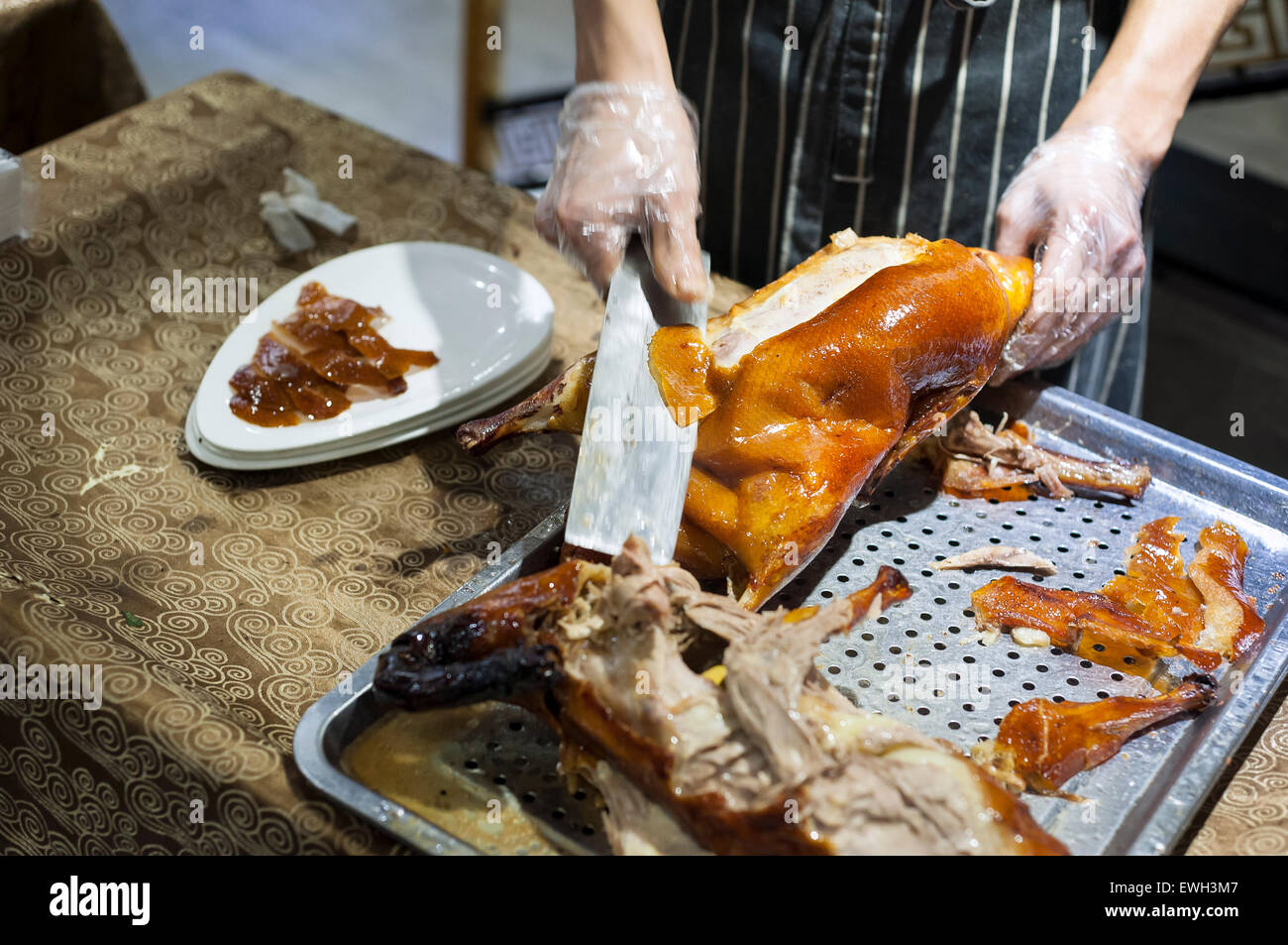 Eine gebratene Ente in einem traditionellen Peking Ente Restaurant Stockfoto