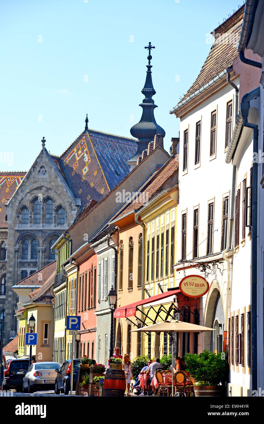 Straßenszene historische Stadtteil Buda Budapest Ungarn Stockfoto