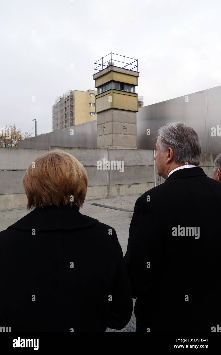 Berlin, Deutschland, Festschrift Konferenz 25 Jahr-Jubiläum an der Gedenkstätte Berliner Mauer Stockfoto