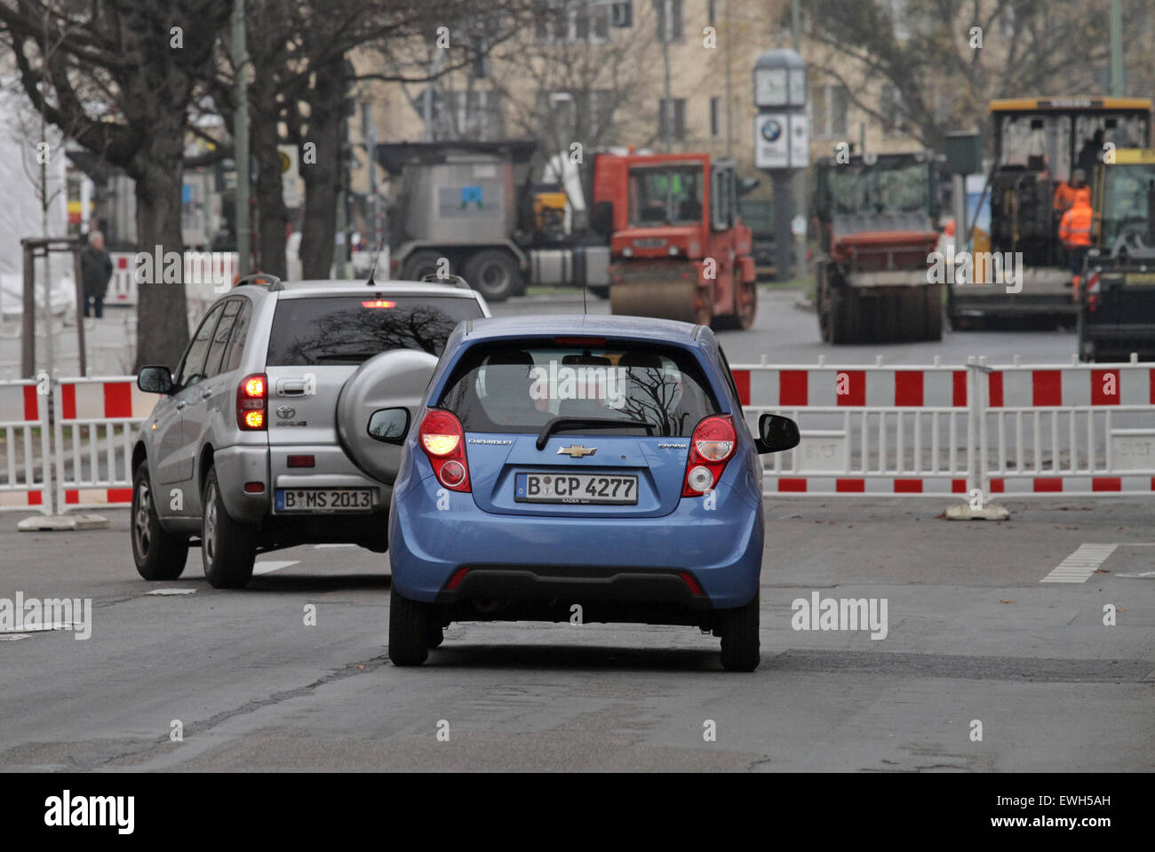Berlin, Deutschland, Straßensperre aufgrund von Straßenarbeiten Stockfoto