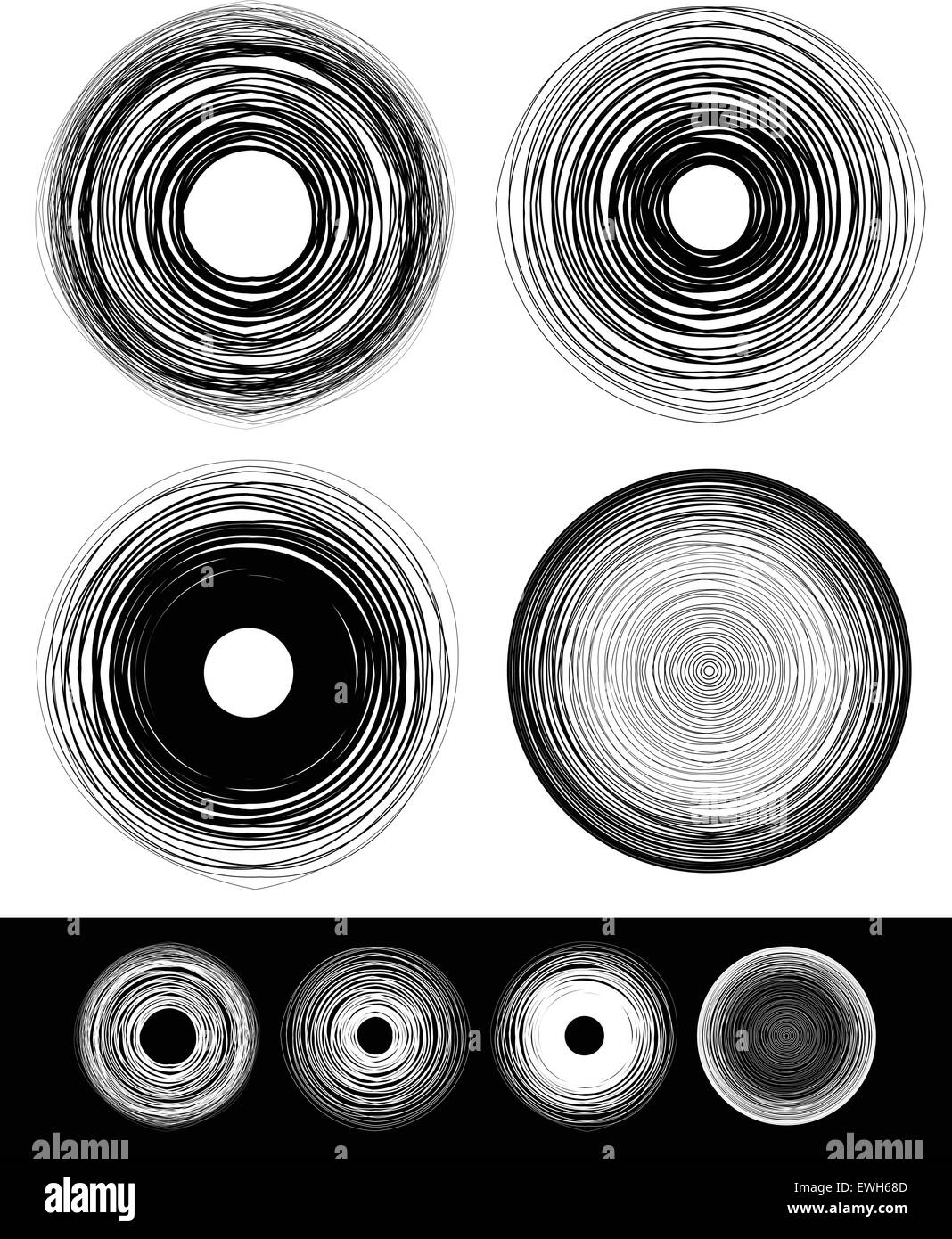 Konzentrische Kreise mit Verformung und Wirkung Stock Vektor