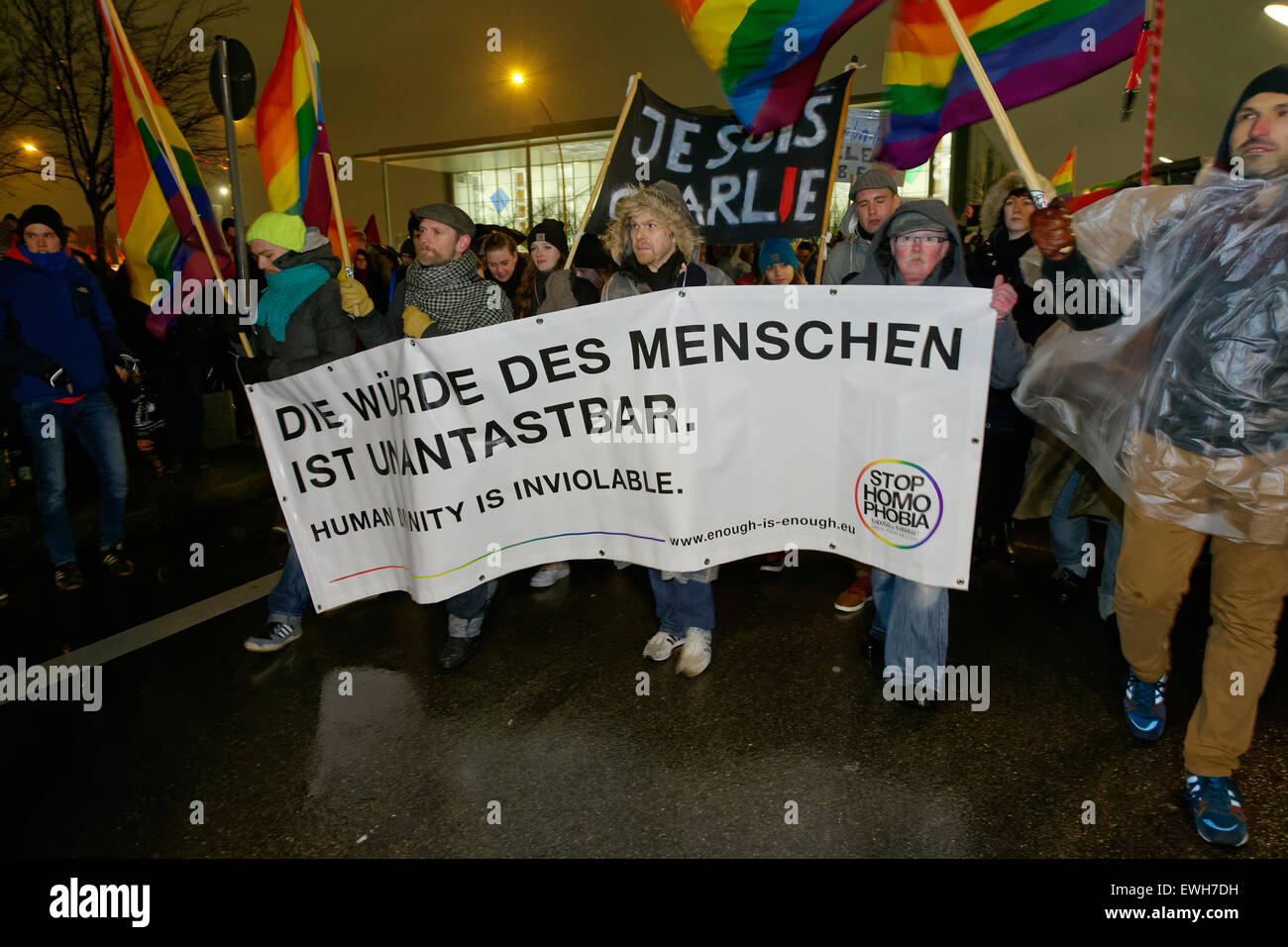 Berlin, Deutschland, Anti-Pegida Demo Berlin Stockfoto