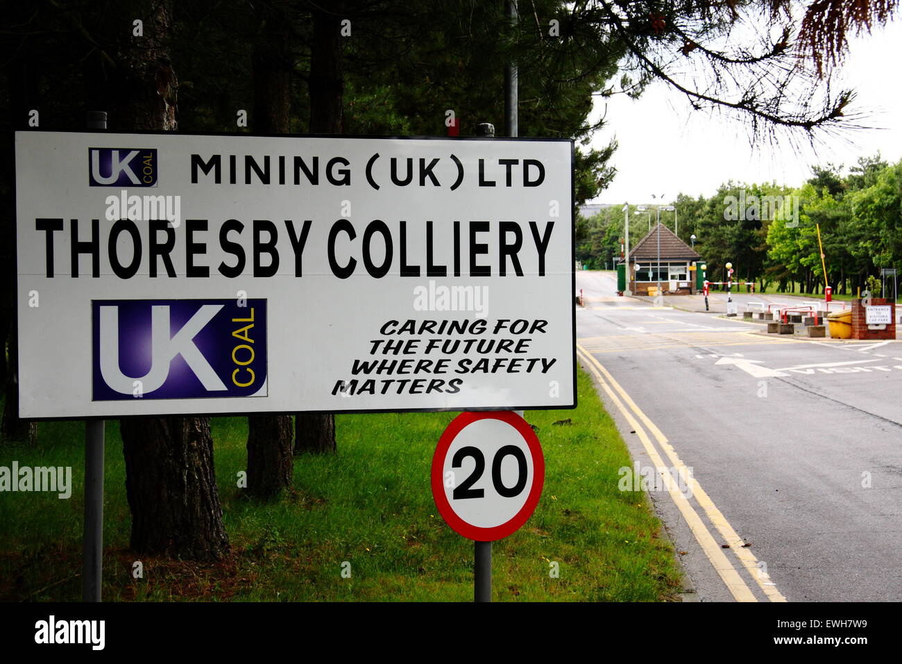 Der Eingang zum Thoresby Zeche, Nottinghamshire Grube im Besitz von britische Kohle, die geplant ist, die Produktion im Jahr 2015 einzustellen Stockfoto