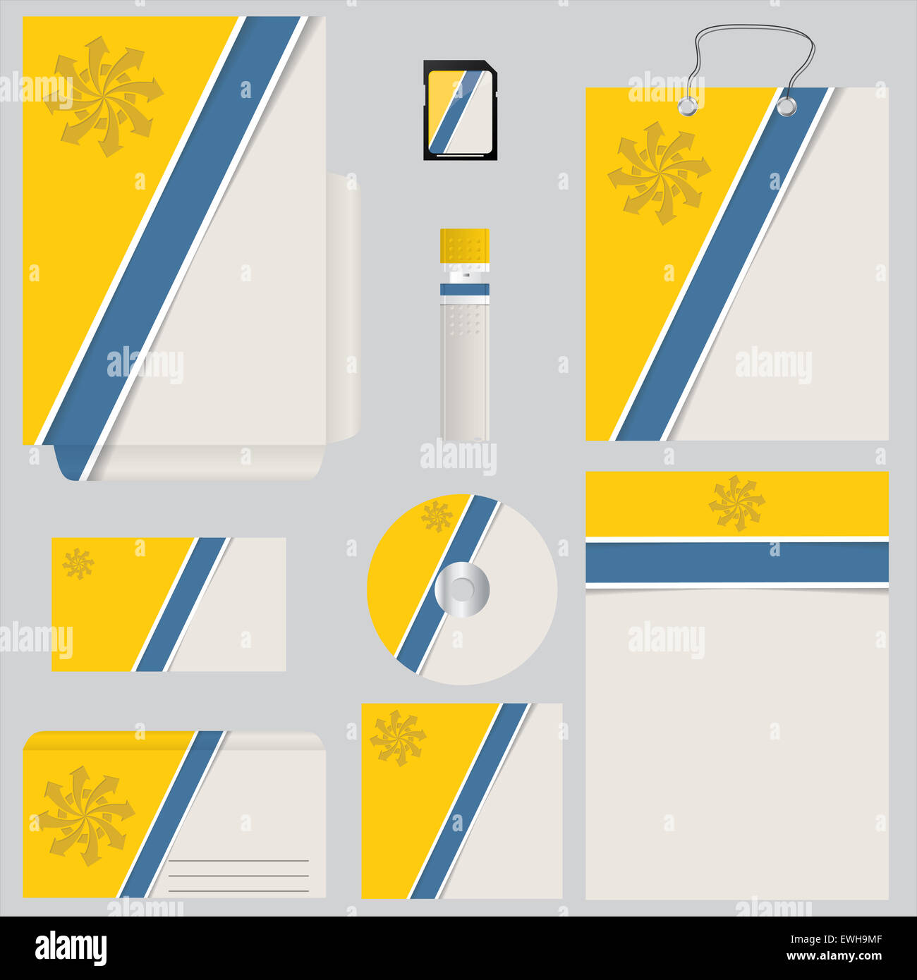 Blau gelb Business Vector set mit Streifen-Dessin Stockfoto