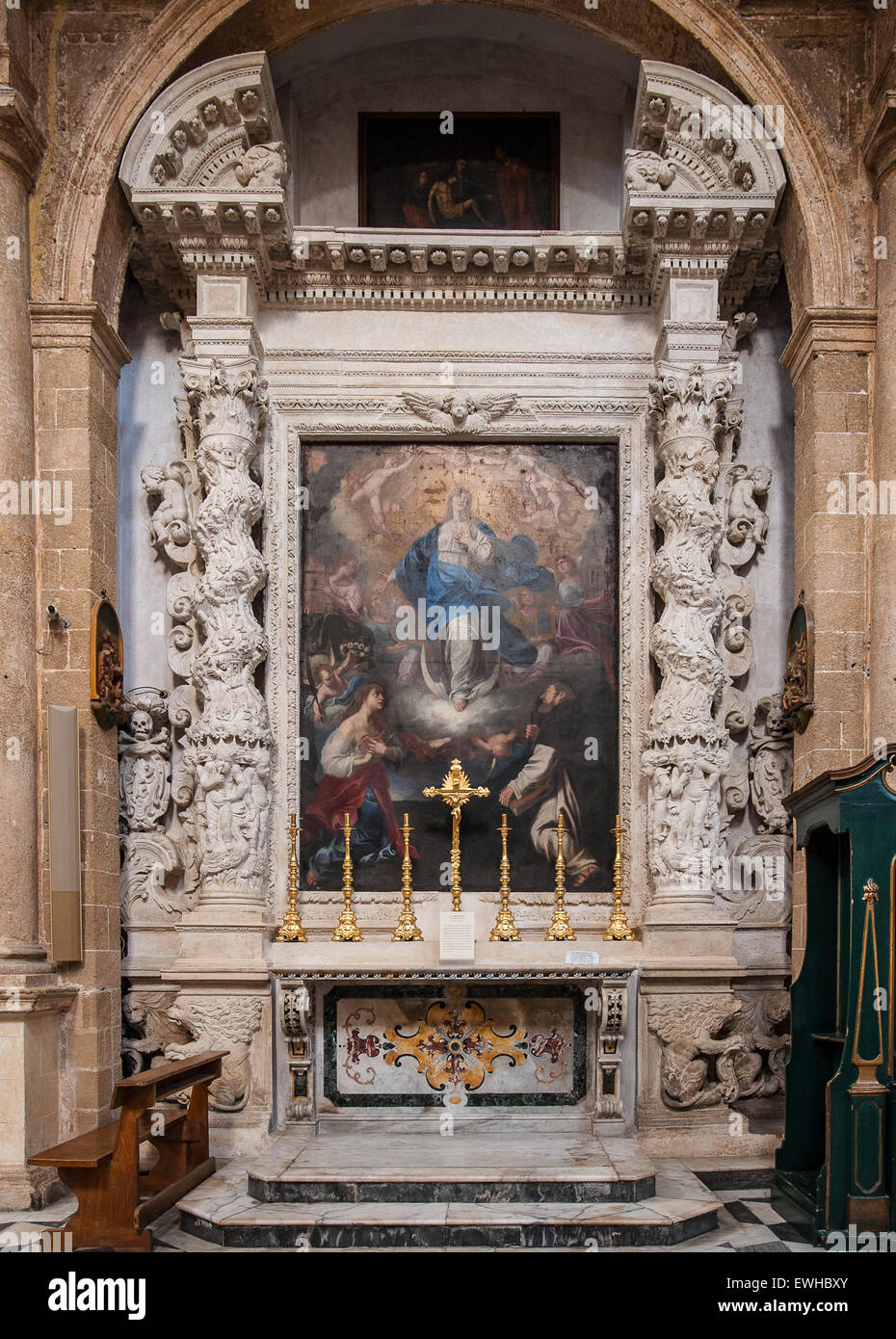 Apulien Salento Gallipoli Kathedrale der ganze Altar "SS Immacolata" Stockfoto