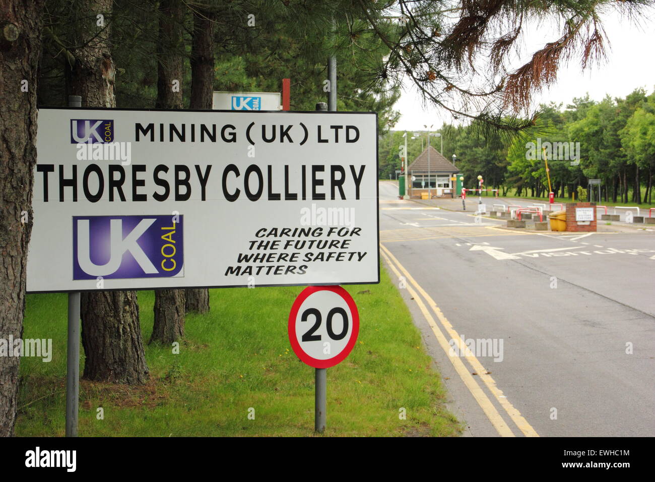 Der Eingang zum Thoresby Colliery in Nottinghamshire. Durch UK Coal besessen, Thoresby Colliery wird in Kürze die Produktion im Jahr 2015 einzustellen. Stockfoto