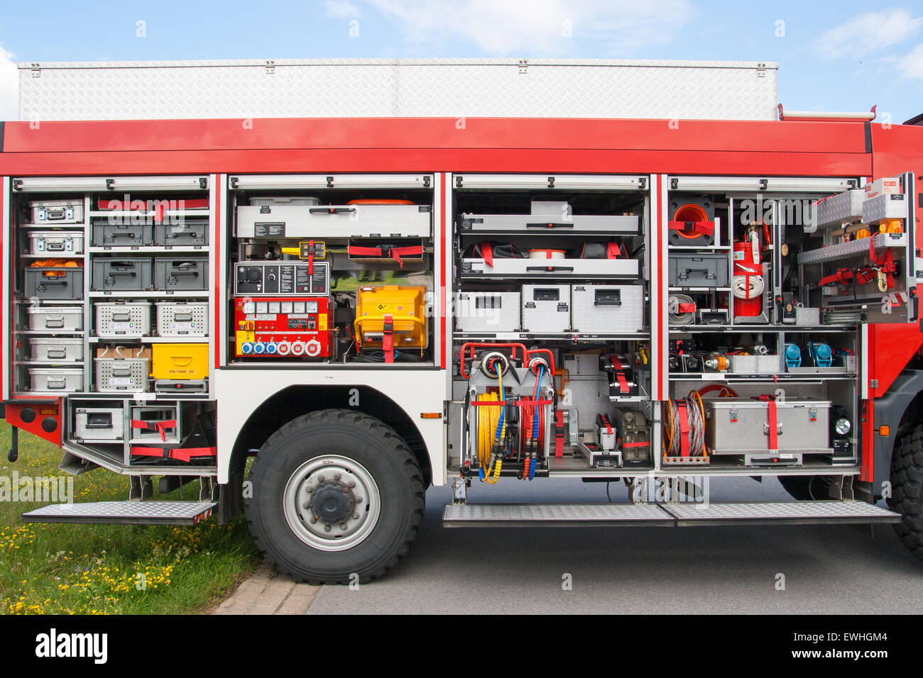 Feuerwehrauto-Ausrüstung Stockfoto