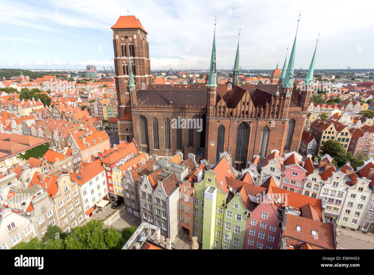 Blick auf die Stadt Danzig in Polen. Die Stadt ist die historische Hauptstadt des polnischen Pommern mit mittelalterlichen Architektur der alten Stadt Stockfoto