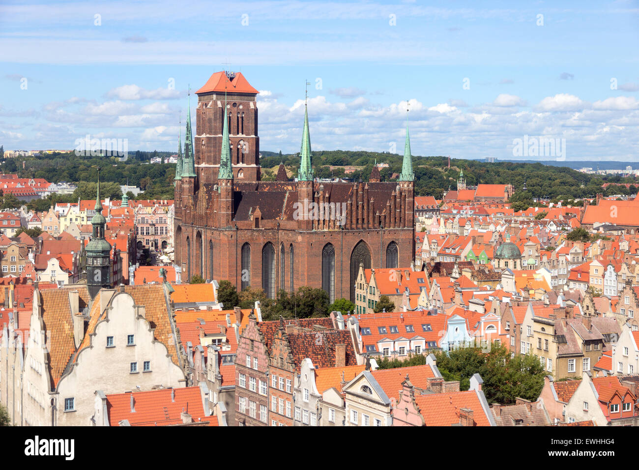 Blick auf die Stadt Danzig in Polen. Die Stadt ist die historische Hauptstadt des polnischen Pommern mit mittelalterlichen Architektur der alten Stadt Stockfoto