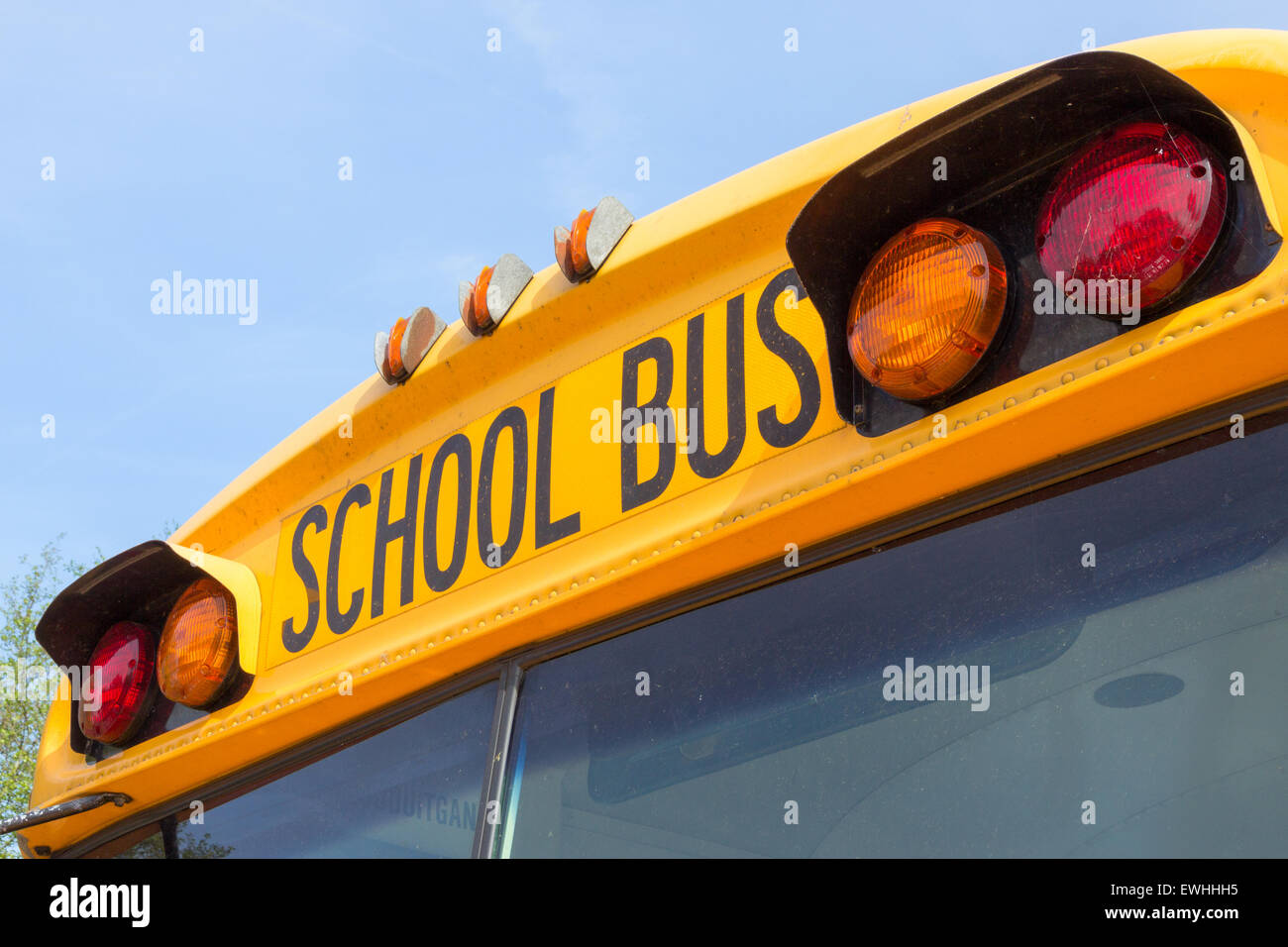 Nahaufnahme von einem amerikanischen Schulbus. Stockfoto