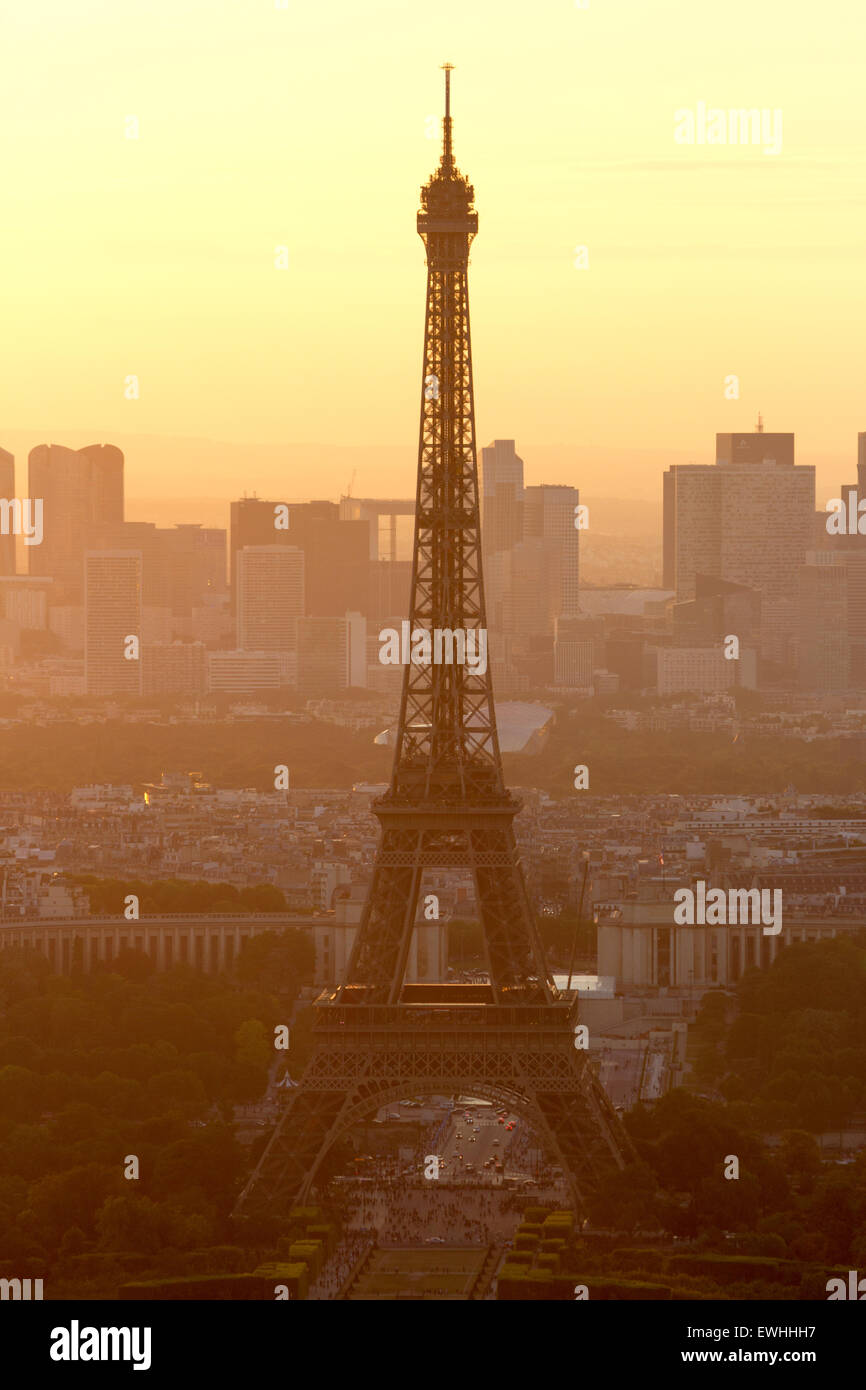 Blick auf den Eiffelturm und die Skyline von Paris, Frankreich Stockfoto