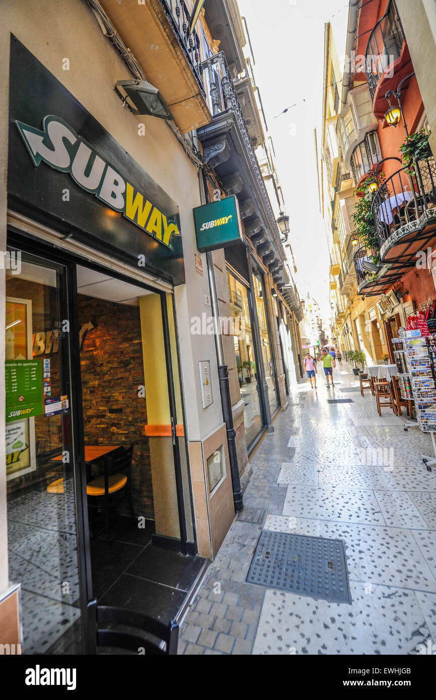 Restaurante U-Bahn de Málaga, España. Ein Subway Restaurant in Málaga Spanien Stockfoto