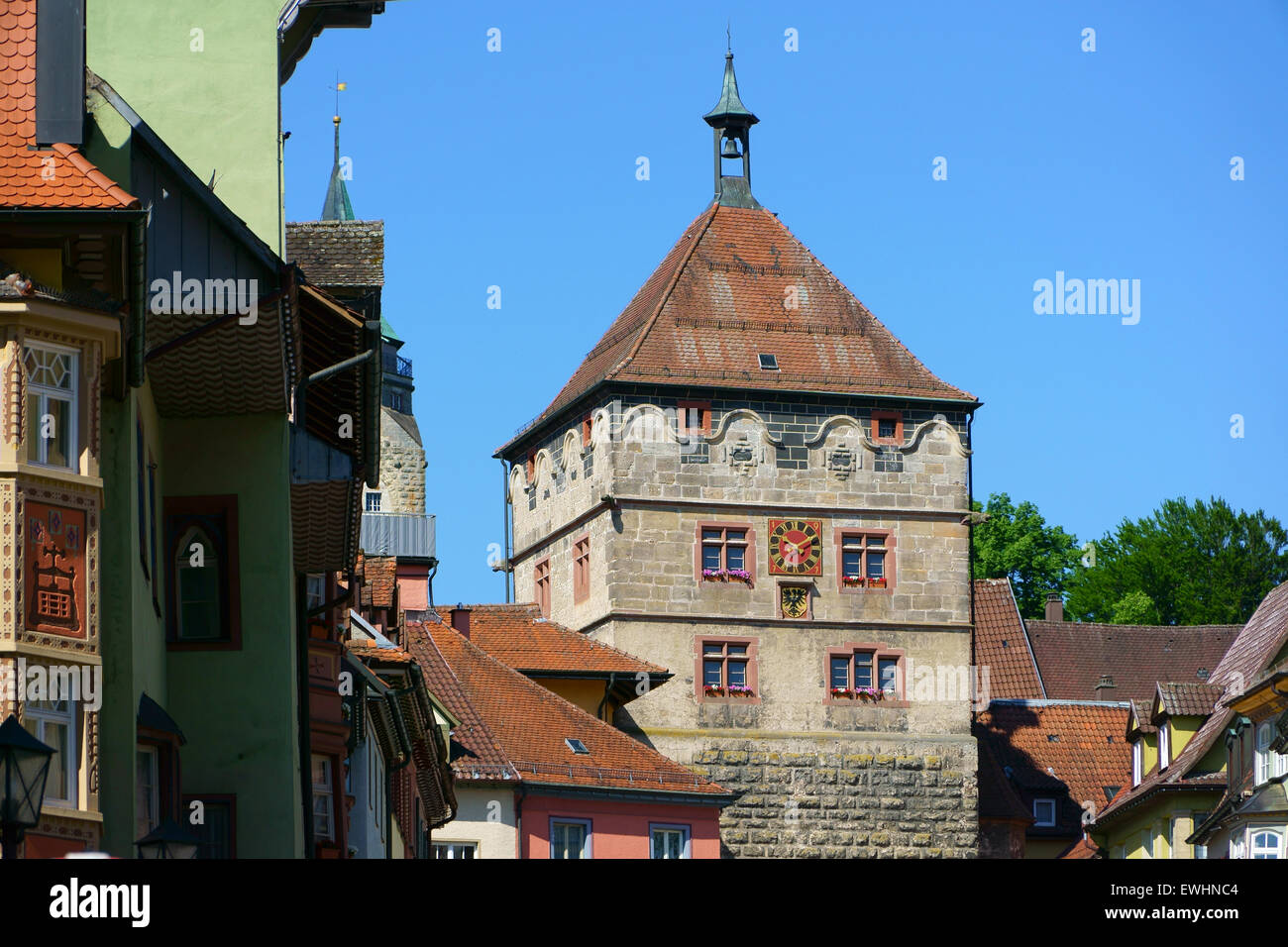 Schwarze Tor in der alten mittelalterlichen historischen Stadt Rottweil - Baden-Württemberg Stockfoto