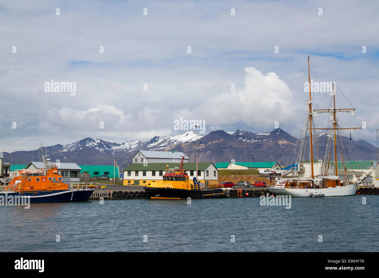 Hofn Harbour Island Stockfoto