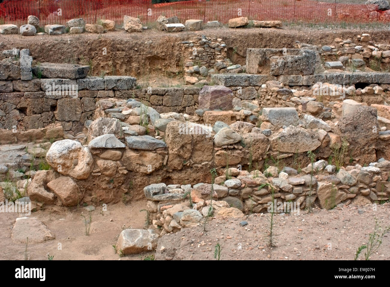 Ausgrabungen des antiken Sparta, Peloponnes, Griechenland. Stockfoto