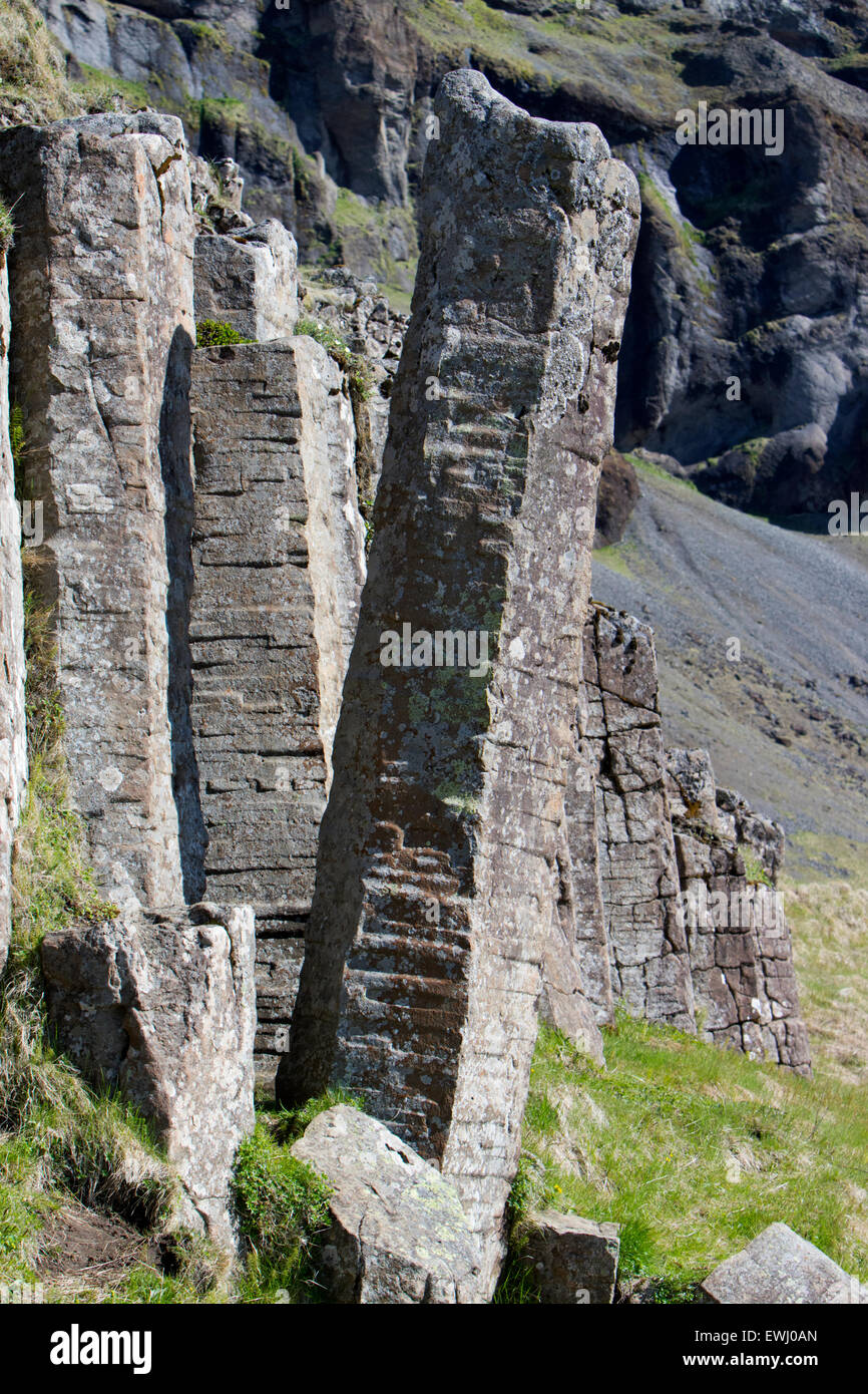 Dverghamrar Zwerg Felsen vulkanischen Basaltsäulen Island Stockfoto