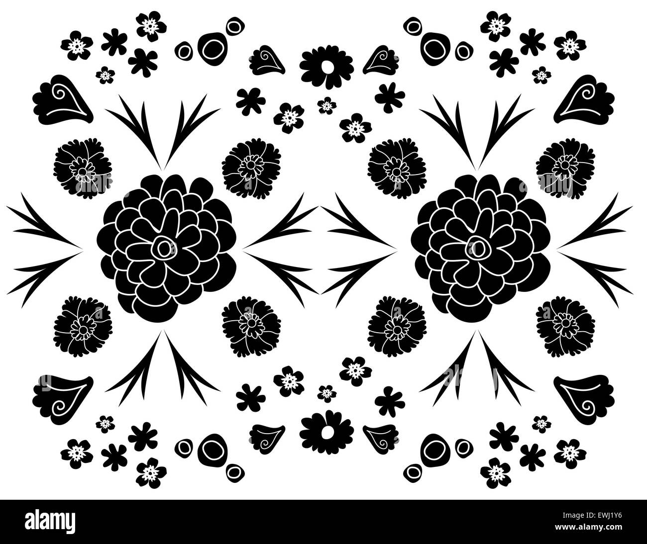 Ursprüngliche florale Komposition in schwarz und weiß um Ihre Träume zu verzieren Stockfoto